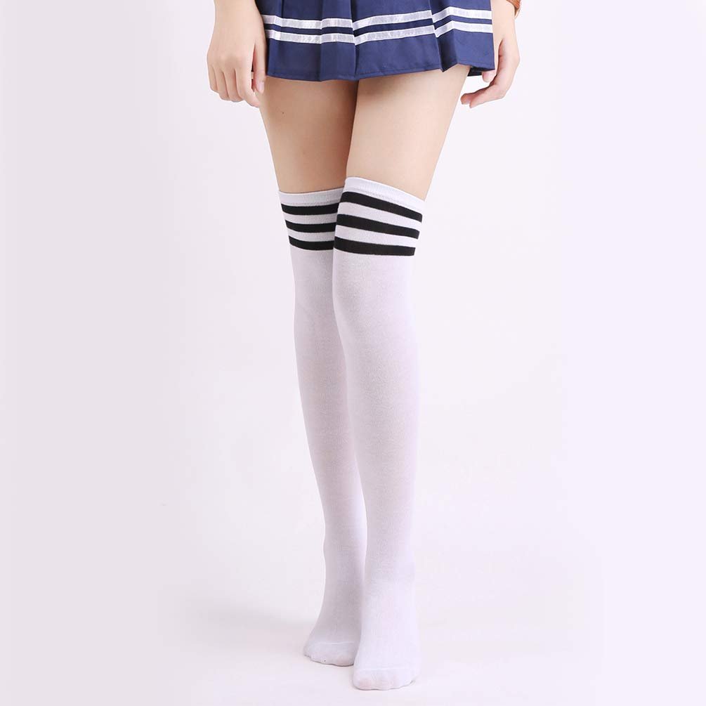 Гольфы DRESHOW Overknee 3 пары, длинные полосатые носки, вязаные спортивные носки для школьников, фото №6