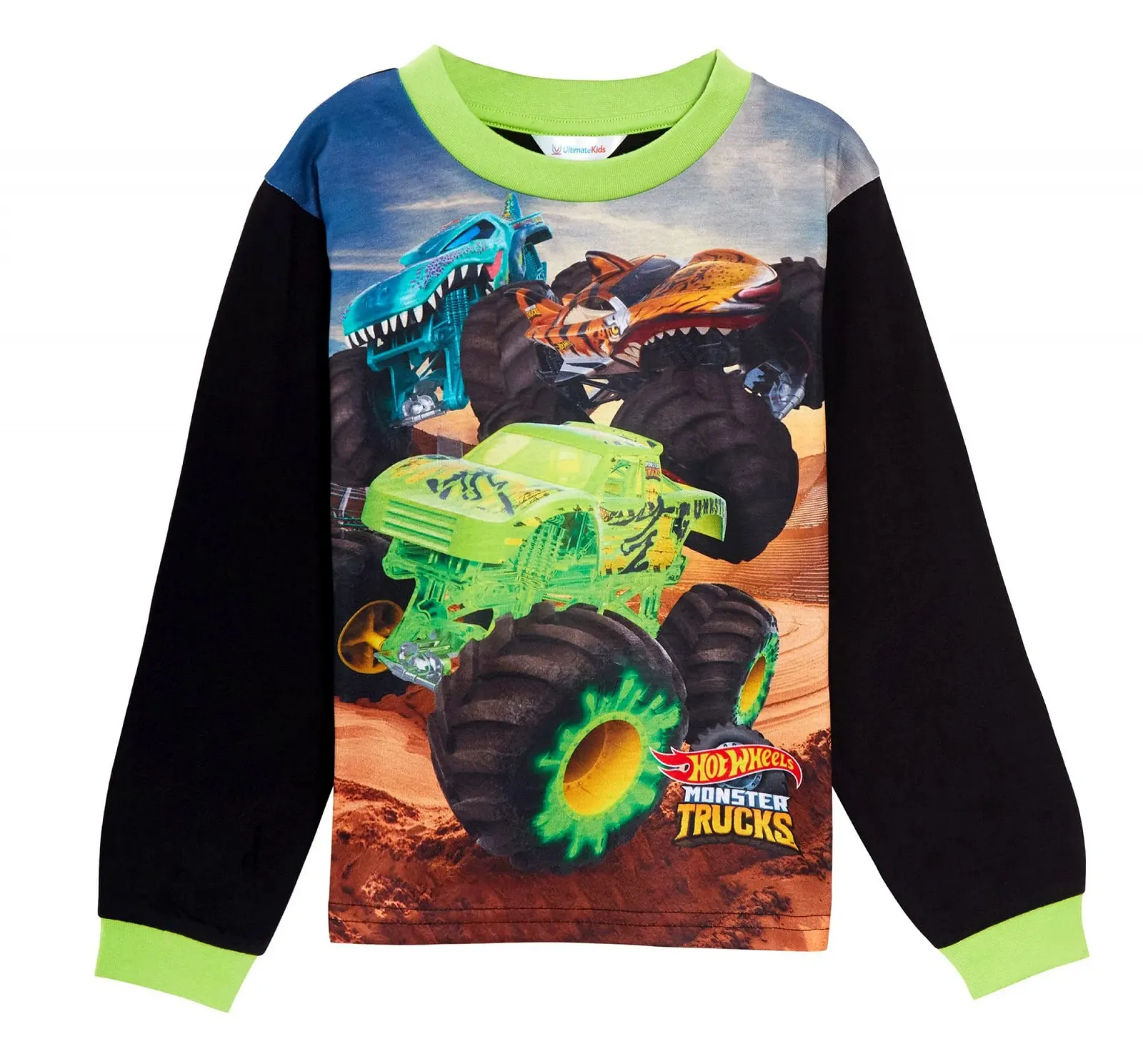 Піжама для хлопчиків Monster Trucks, дитячий піжамний набір з гоночними автомобілями, футболка з короткими рукавами, фото №2