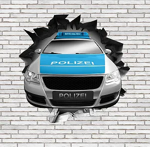 Наклейка на стіну BLACK LABEL GRAFX WallArtML213 Police Car 3D Effect 71 x 70 см synthetic.ua - Фото 1