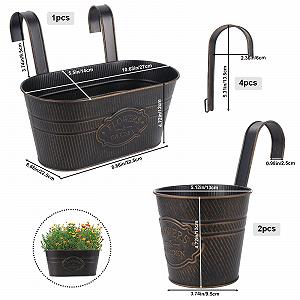 Підвісні квіткові горщики Металеві зі знімними гачками Набір 3 шт. synthetic.ua - Фото 1