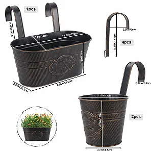 Підвісні квіткові горщики Металеві зі знімними гачками Набір 3 шт. synthetic.ua - Фото 1