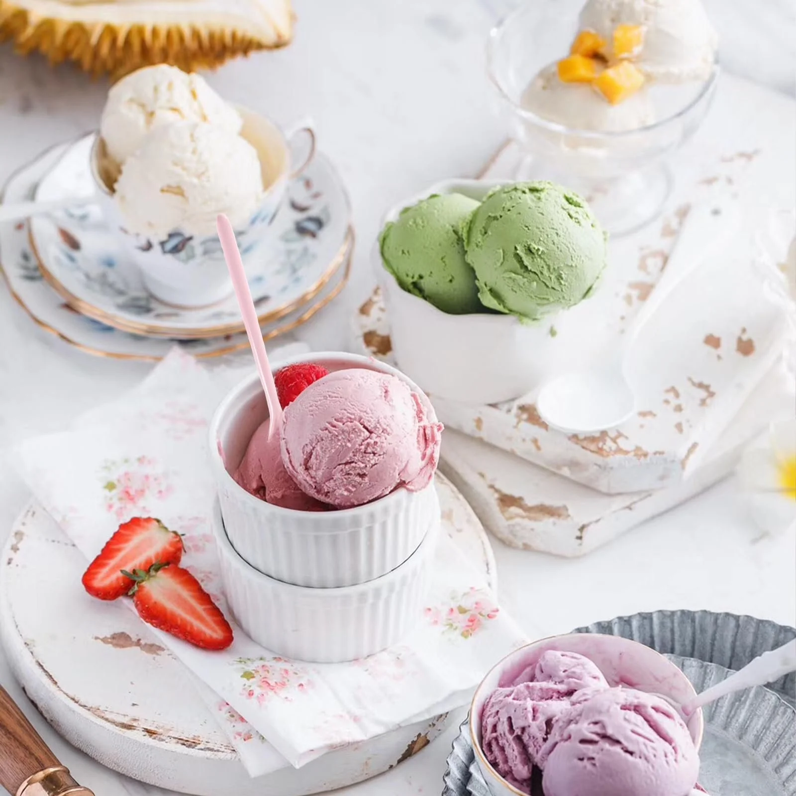 Набір з 5 меламінових ложок для йогурту, довгі пластикові, фото №3 Набір з 5 меламінових ложок для йогурту, довгі пластикові, фото №3