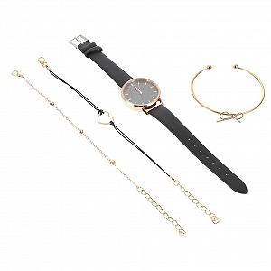 Наручний годинник PartyKindom Жіночий набір з браслетом Класичний PU браслет - Фото 1