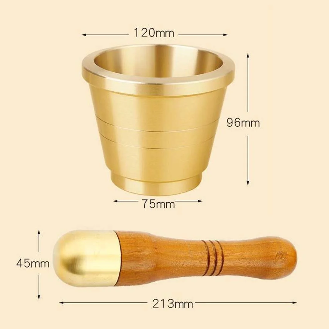 Набір ступки і товкачика, Латунна, фото №3