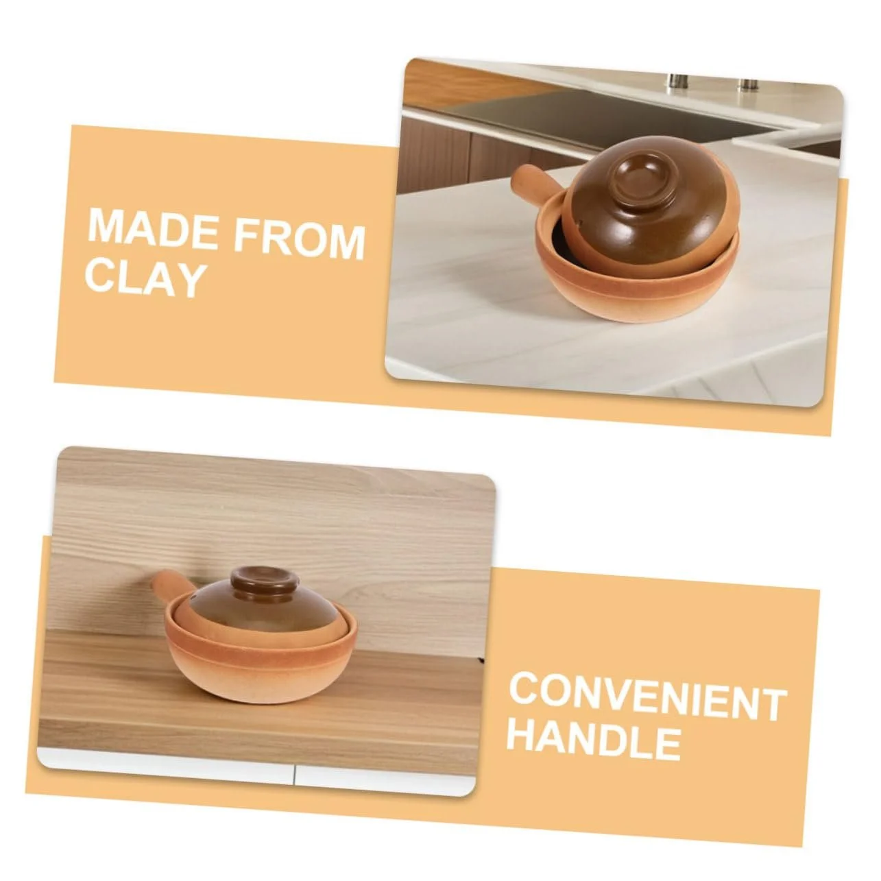 Глиняный горшок Cabilock Traditional с крышкой Маленький Многофункциональный для риса и супа, фото №3