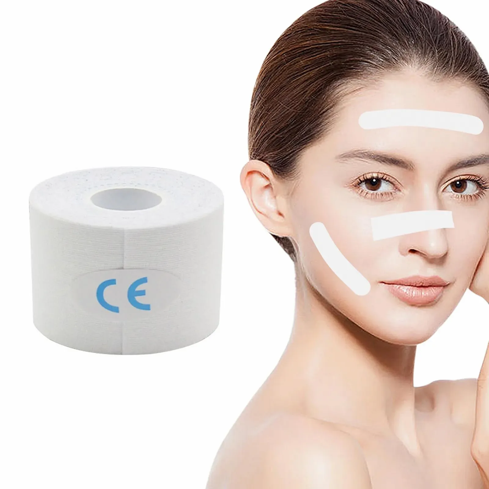 Стрічка для підтяжки обличчя Okaywork, біла, 2,5 см x 5 м, фото №1