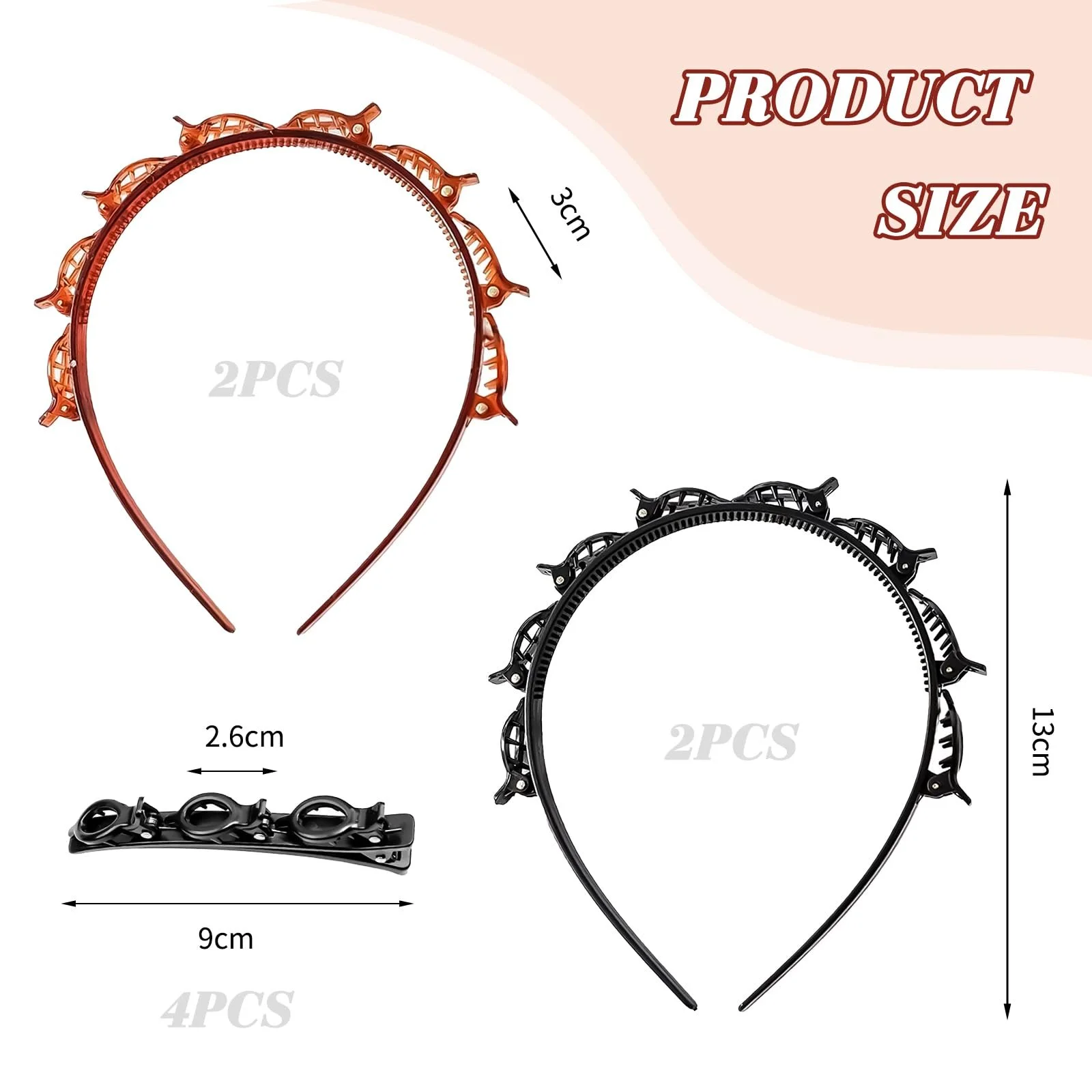 Обруч Клипсы Набор 8 штук, фото №2