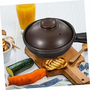 Кастрюля TOYANDONA Традиционная керамическая с крышкой, Термостойкая, Малая с одной ручкой для открытого огня synthetic.ua - Фото 1