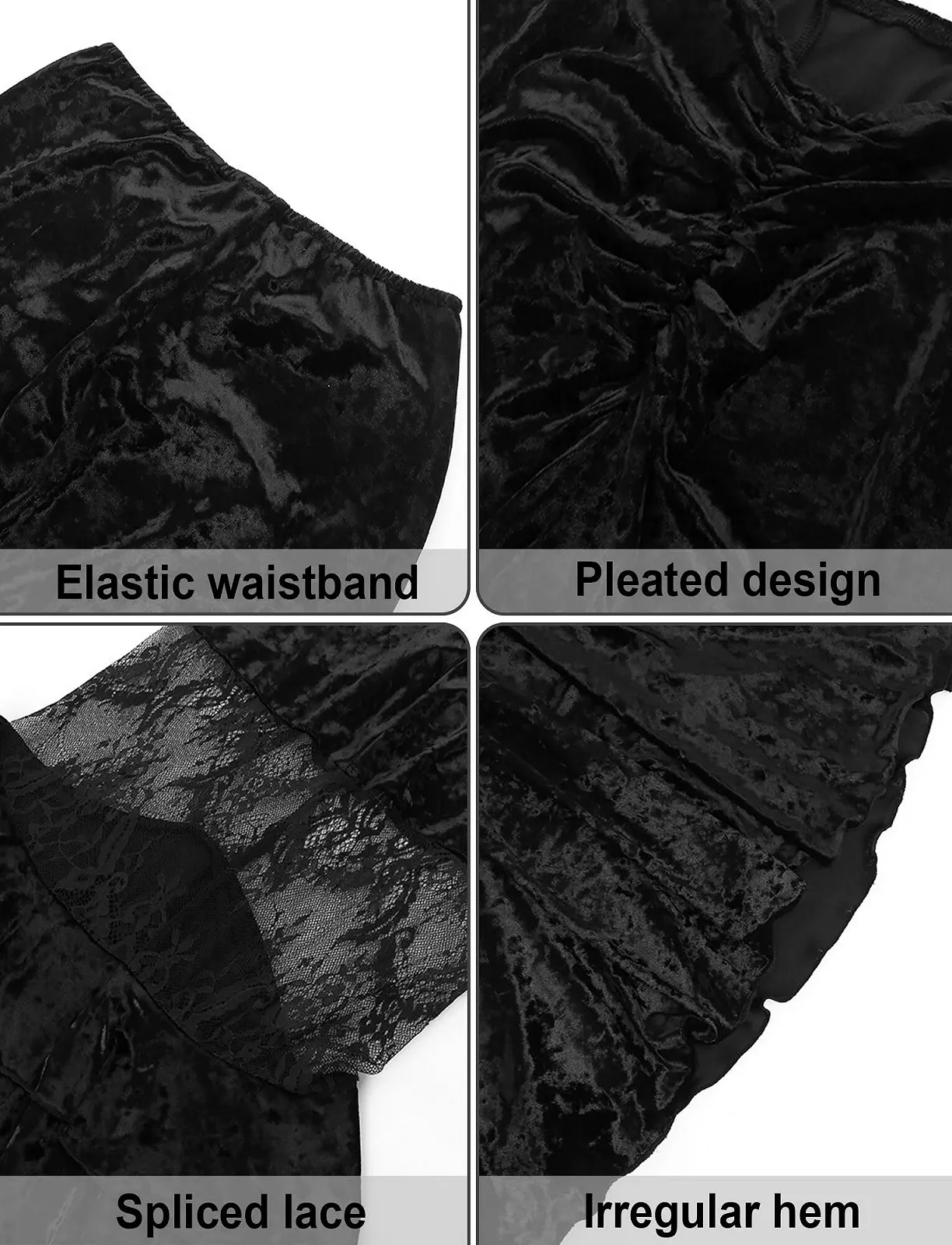 Спідниця Міді Maeau Готика Рок Жіноча Панк Хіп Чорний, фото №3
