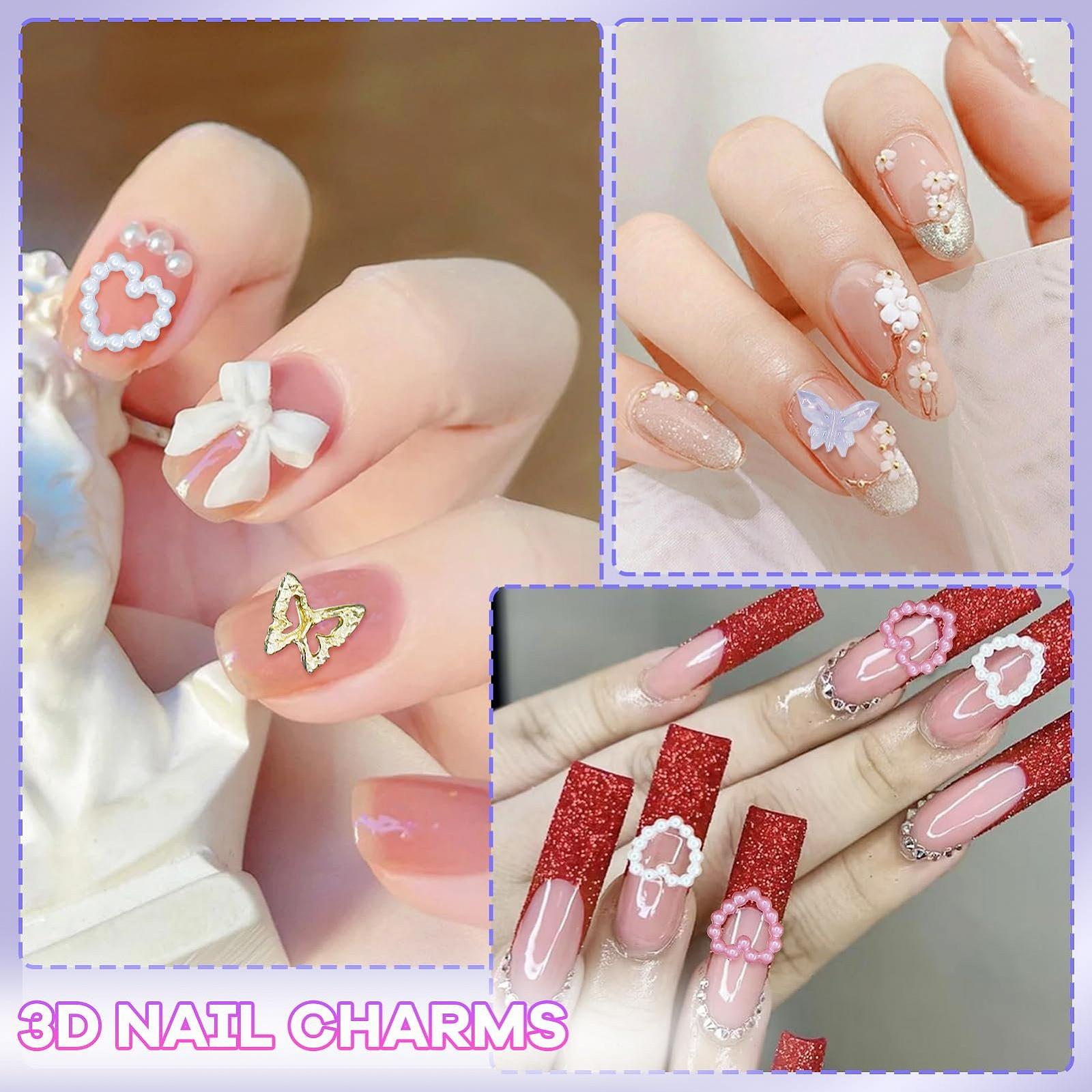 3D Украшения для ногтей Anower IMI Ассорти Металл Вишня Звезда Бабочка Цветок Сердца Разные Бриллианты, фото №5