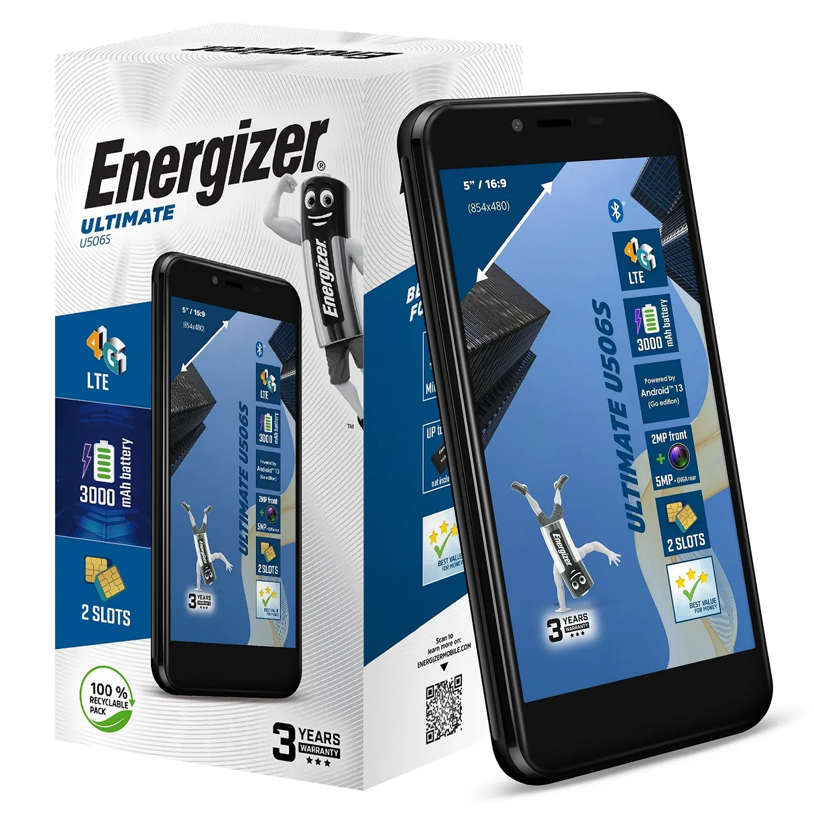 Смартфон Energizer U506S 2GB RAM 32GB ROM 5" 3000mAh Black, фото №3
