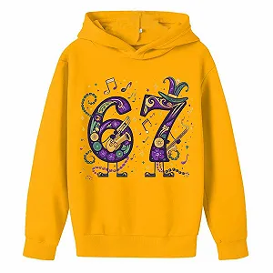 Худи 67 с карнавальным узором для мальчиков, с длинными рукавами, повседневный свитшот с передним карманом для детей и подростков - Фото 1