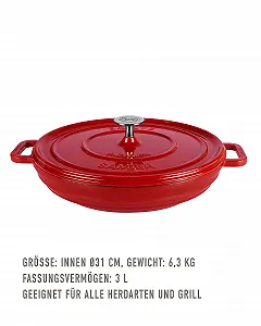 Кастрюля Sallys Samira Deluxe чугунная 2.2 л Лавовый красный synthetic.ua - Фото 1