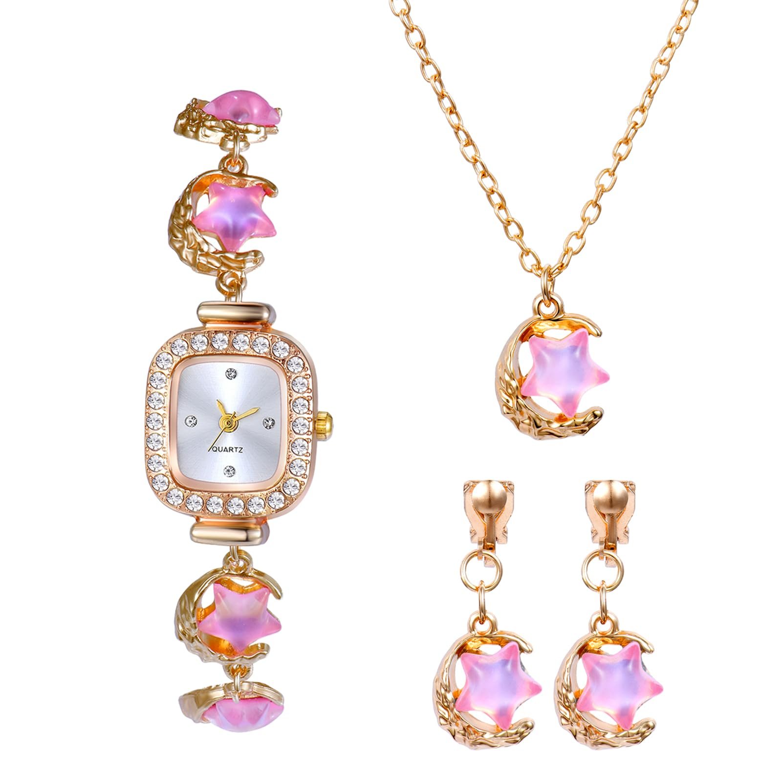 Годинник жіночий прямокутний JewelryWe Набір, фото №1