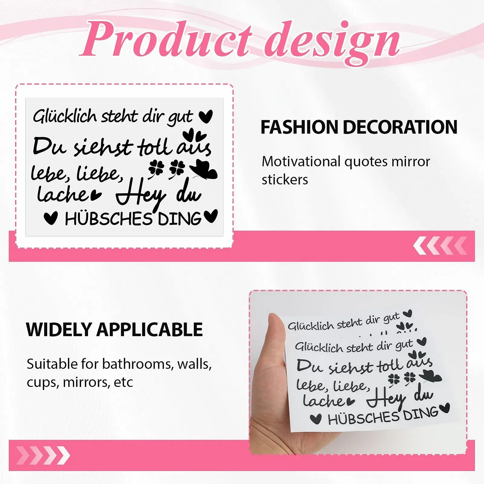 Наклейки на дзеркало Мотиваційні написи 2 шт. Водонепроникні, фото №3