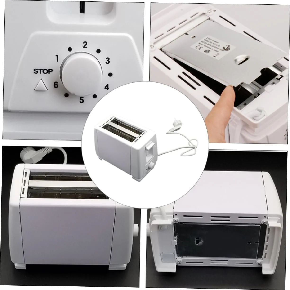 Тостер PRETYZOOM 1 x Opiekacz Do Kanapek Sanwichmacker Пластик Білий, фото №7