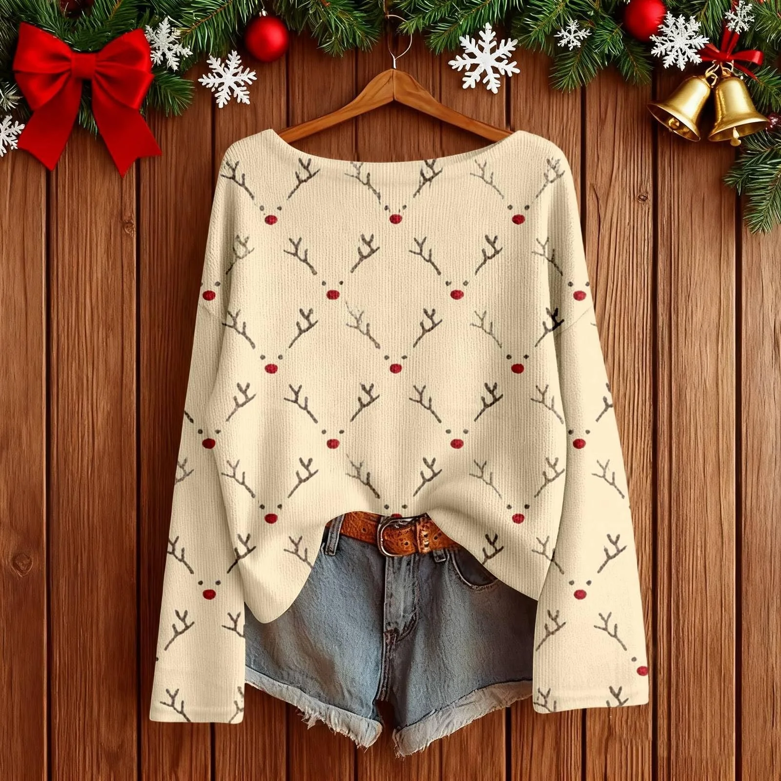 Рождественский джемпер Generisch, свитшот для девочек, пуловер, свободная рубашка с длинными рукавами и круглым вырезом, детский свитшот с длинными рукавами, повседневный рождественский джемпер, классический рождественский топ, фото №2