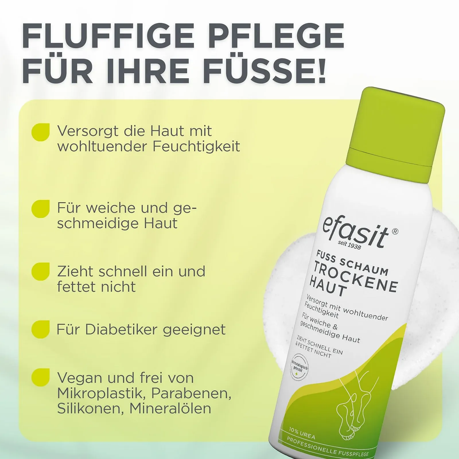 Піна efasit Foot Foam Dry Skin 10% Urea Allantoin 125 ml, фото №2