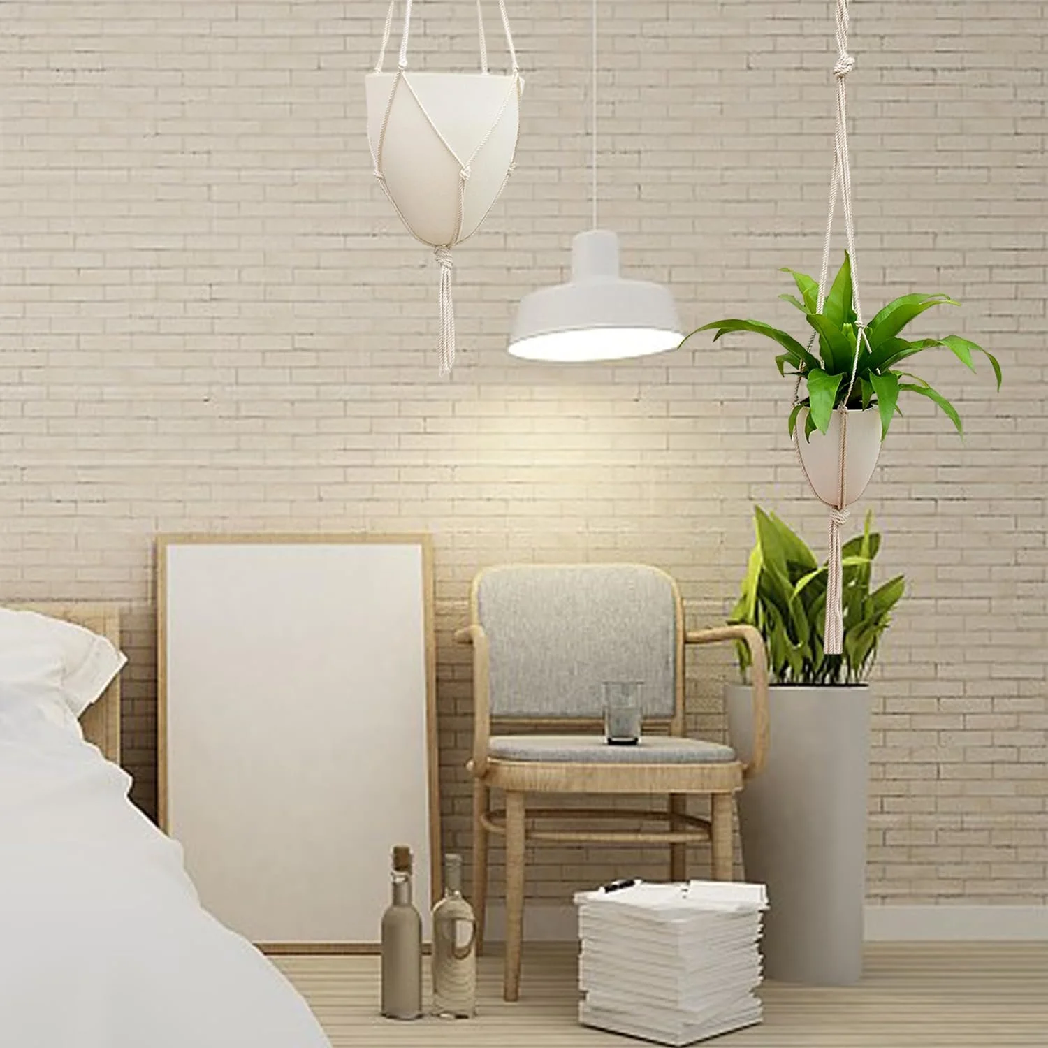 Кошик підвісний макраме Біла сітка Підвісний квітковий горщик Набір 6 шт., фото №5 Кошик підвісний макраме Біла сітка Підвісний квітковий горщик Набір 6 шт., фото №5