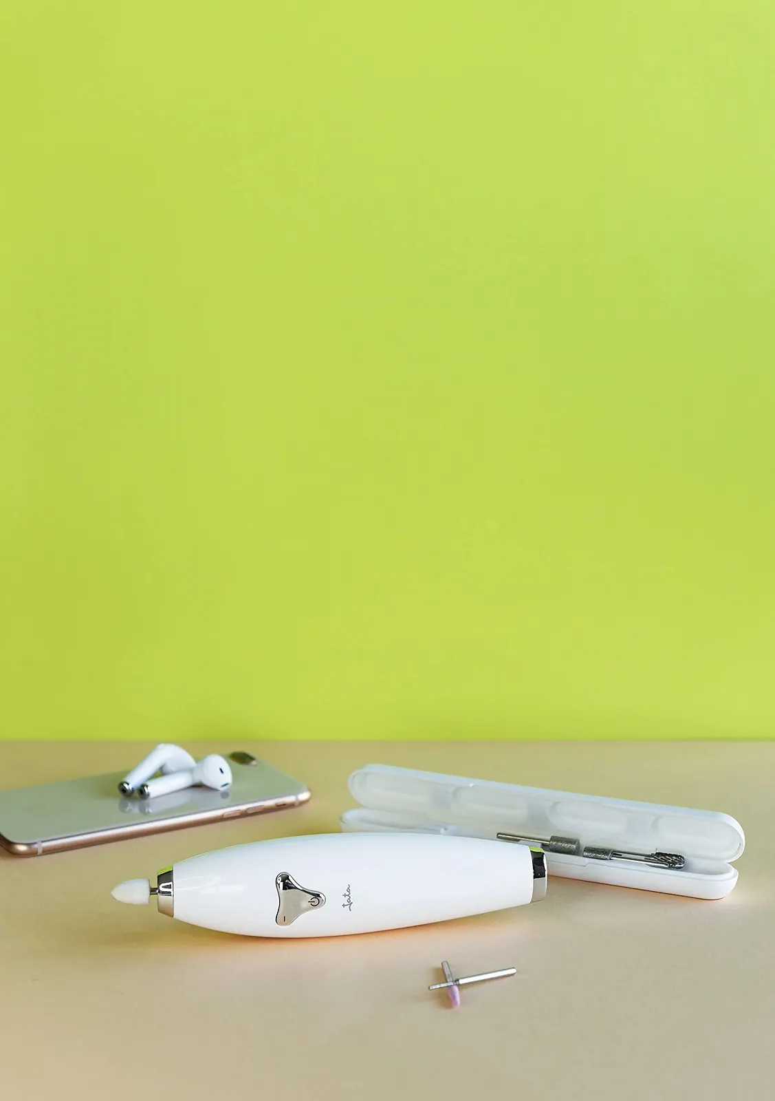 Набір для манікюру та педикюру JATA JBSM1200 Professional Double Rotation, 6 аксесуарів, USB-зарядка, білий, фото №5