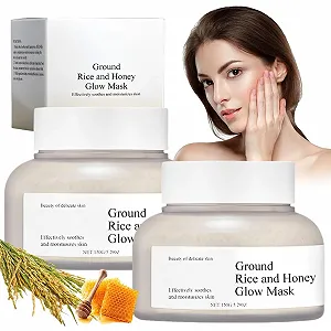 Маска для лица Rice Beauty 150 г, Рисовая маска для лица, Маска из молотого риса и меда для сияния, Восстанавливающая/Увлажняющая/Укрепляющая/Питательная/Маска для красоты лица - Фото 1