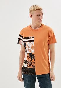 Мужская футболка Guess Jeans, Оранжевая, L - Фото 1