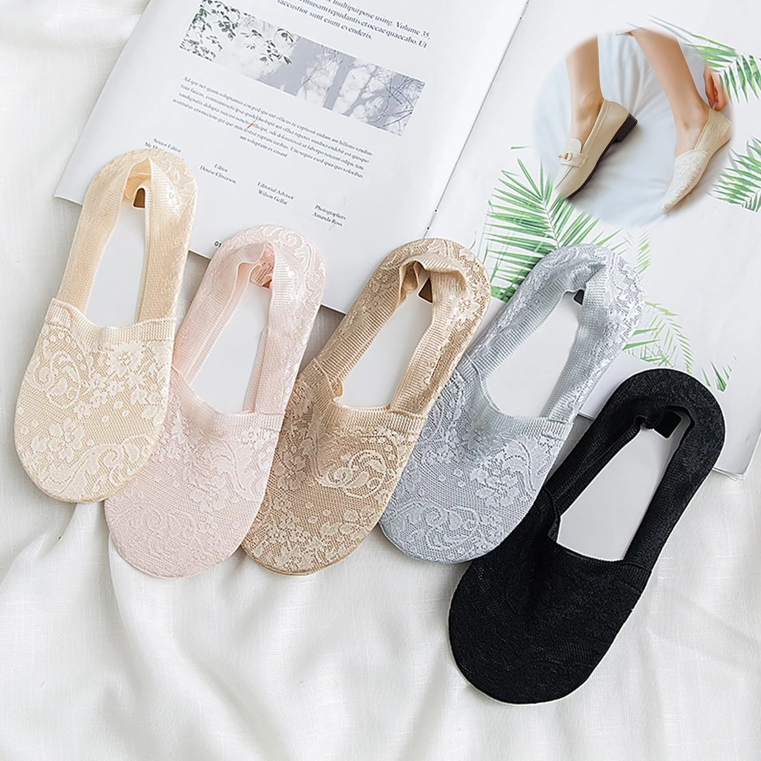 Шкарпетки-слідки Жіночі Мереживні Невидимі, 5 пар, фото №5 Шкарпетки-слідки Жіночі Мереживні Невидимі, 5 пар, фото №5