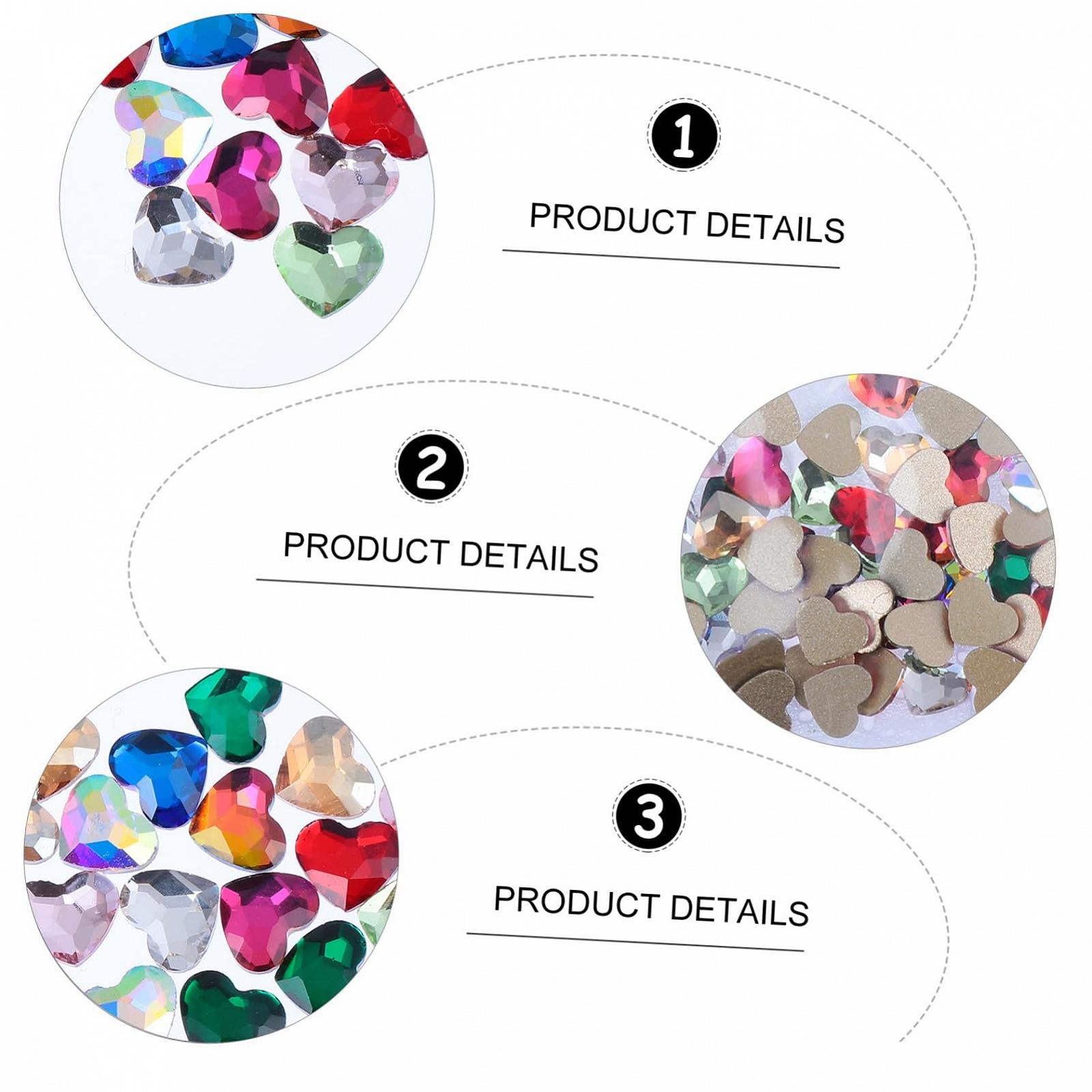 Стразы для ногтей Сердце 100 шт. Разноцветные украшения для маникюра, фото №2