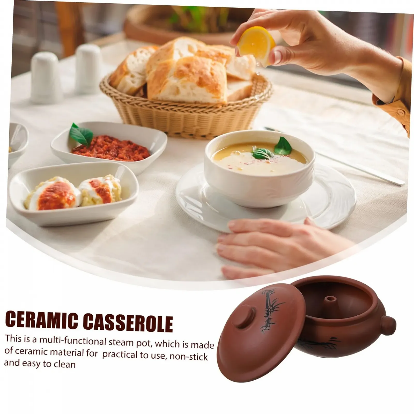 Керамическая кастрюля Cabilock с антипригарным покрытием для супов и тушения, фото №3