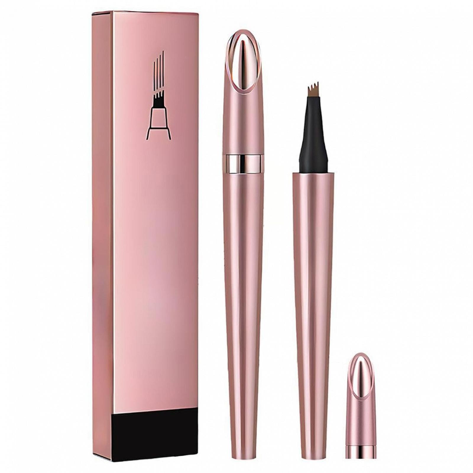 Карандаш для бровей Microblading 3D 4-зубчатый аппликатор 2 шт. Светло-кофейный + черный, фото №1