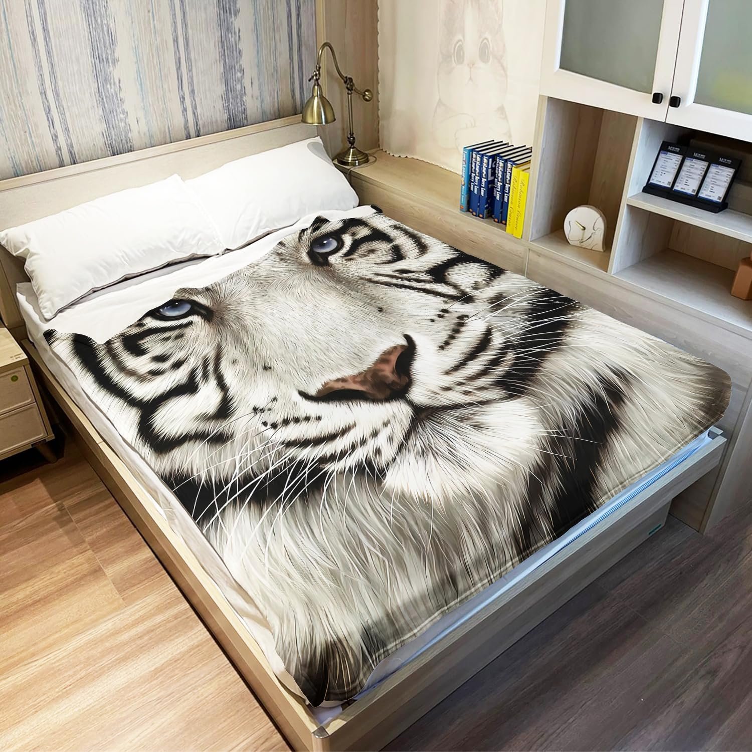 Покривало YISUMEI Фланель М'яка Білий Тигр, 150 x 200 см, фото №4 Покривало YISUMEI Фланель М'яка Білий Тигр, 150 x 200 см, фото №4