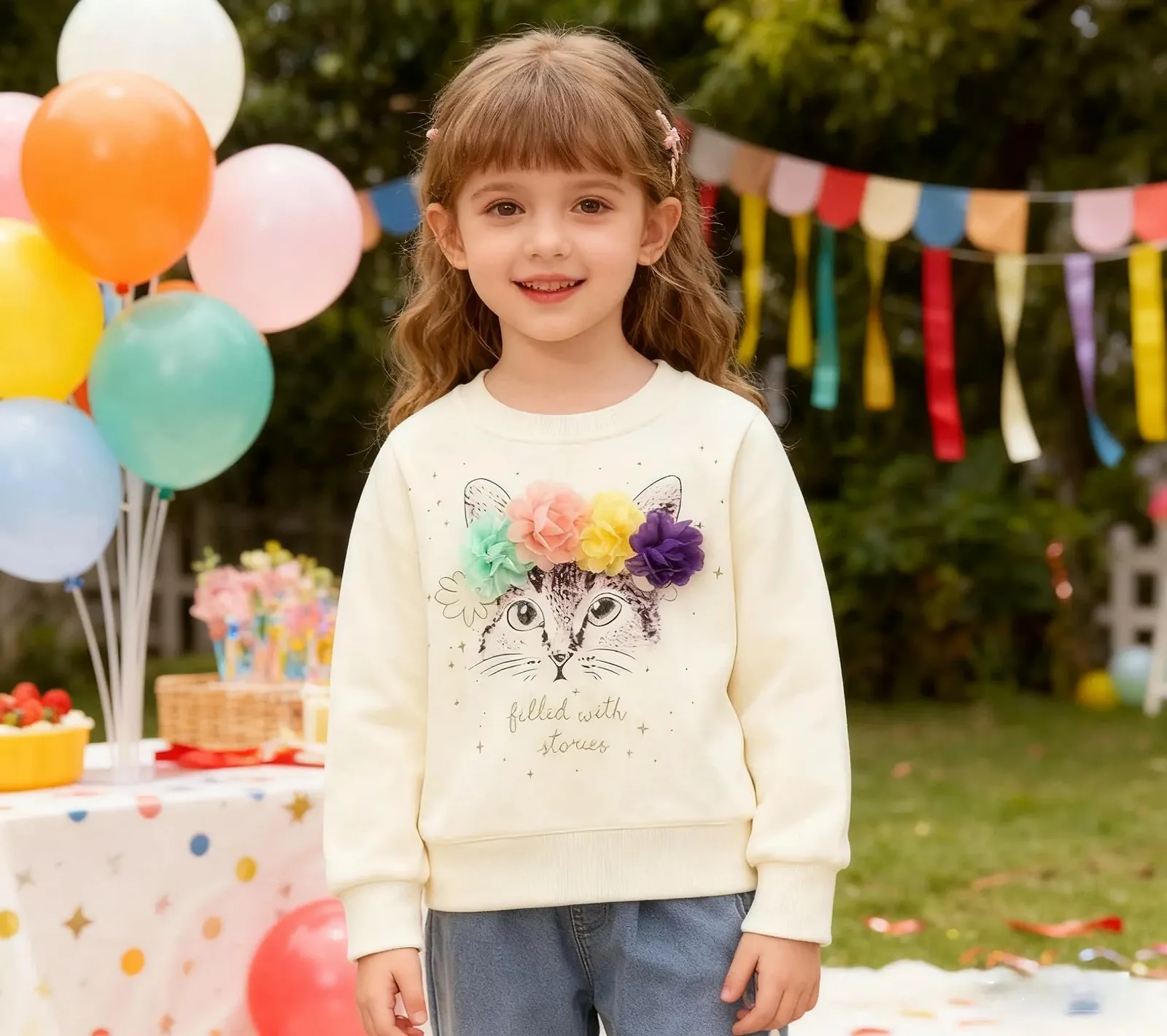 Свитшот Codkkre для девочек Детский милый мультяшный свитер для девочек Хлопковые рубашки с длинными рукавами Возраст 2-10 лет, фото №5