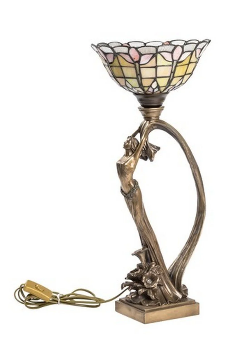 Настільна лампа Tiffany Woman and Peacock, фото №1