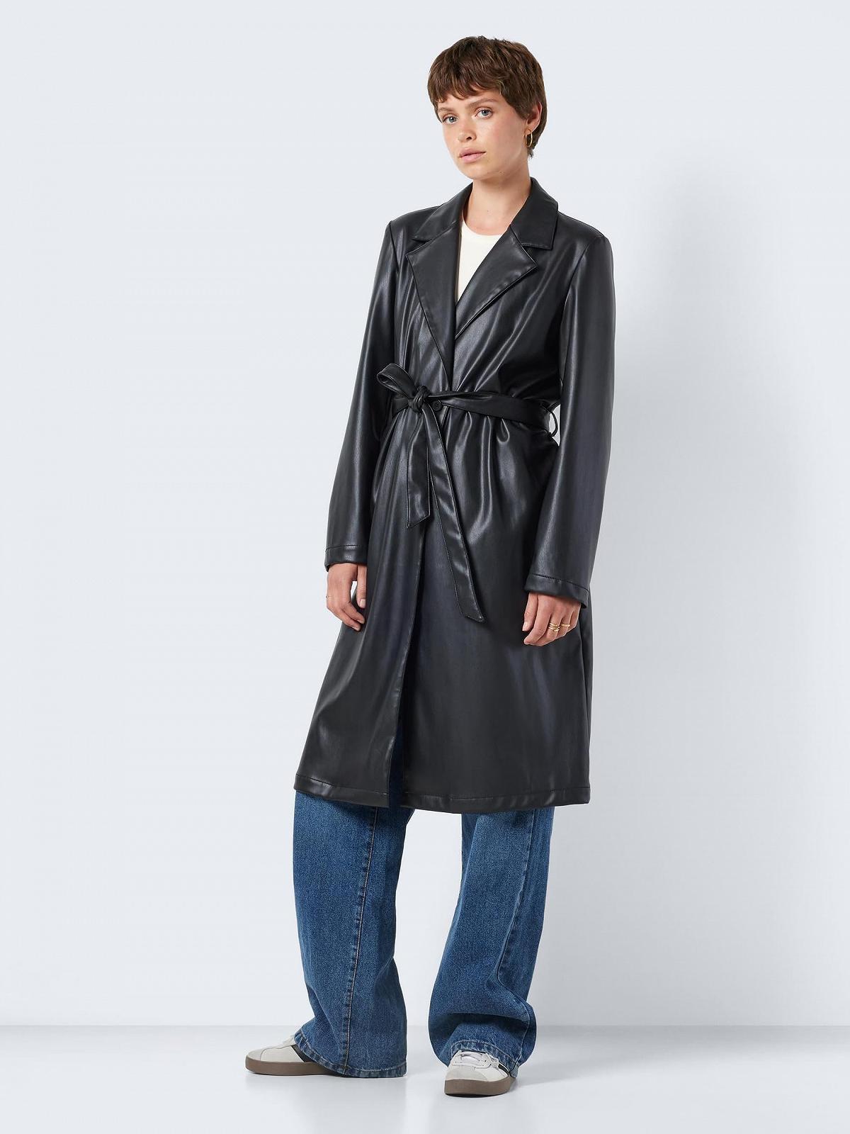 Пальто Noisy may NMCORA зі штучної шкіри, з довгими рукавами, поясом на талії, фото №3