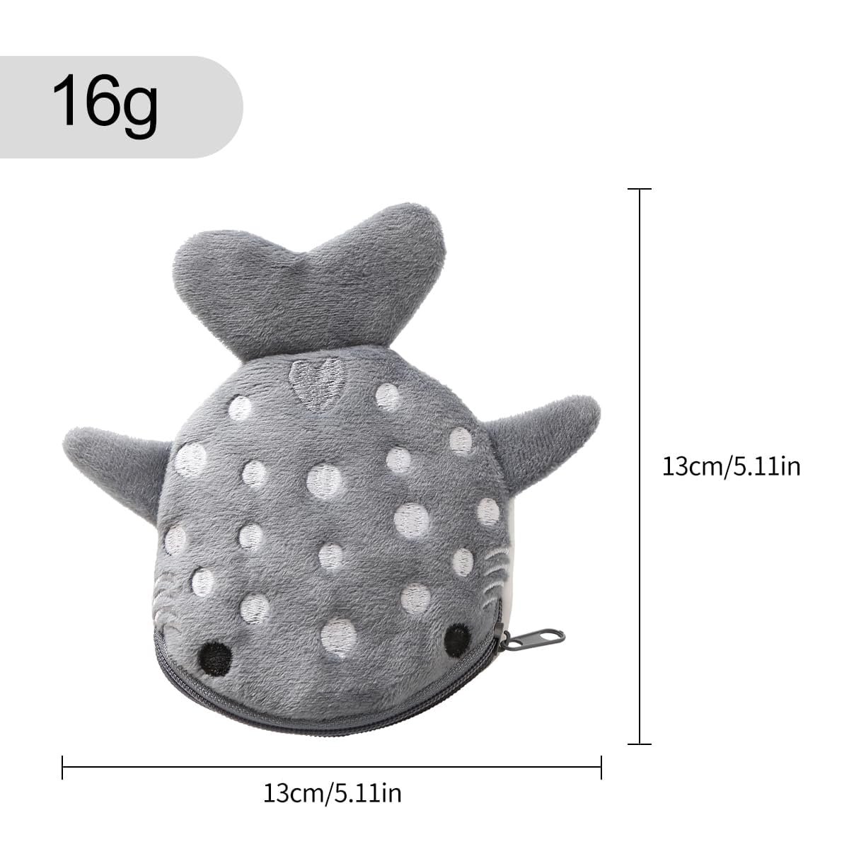 Кошелек для монет Tabanzhe Shark Миниатюрный Женский Мультяшный Серый, фото №2