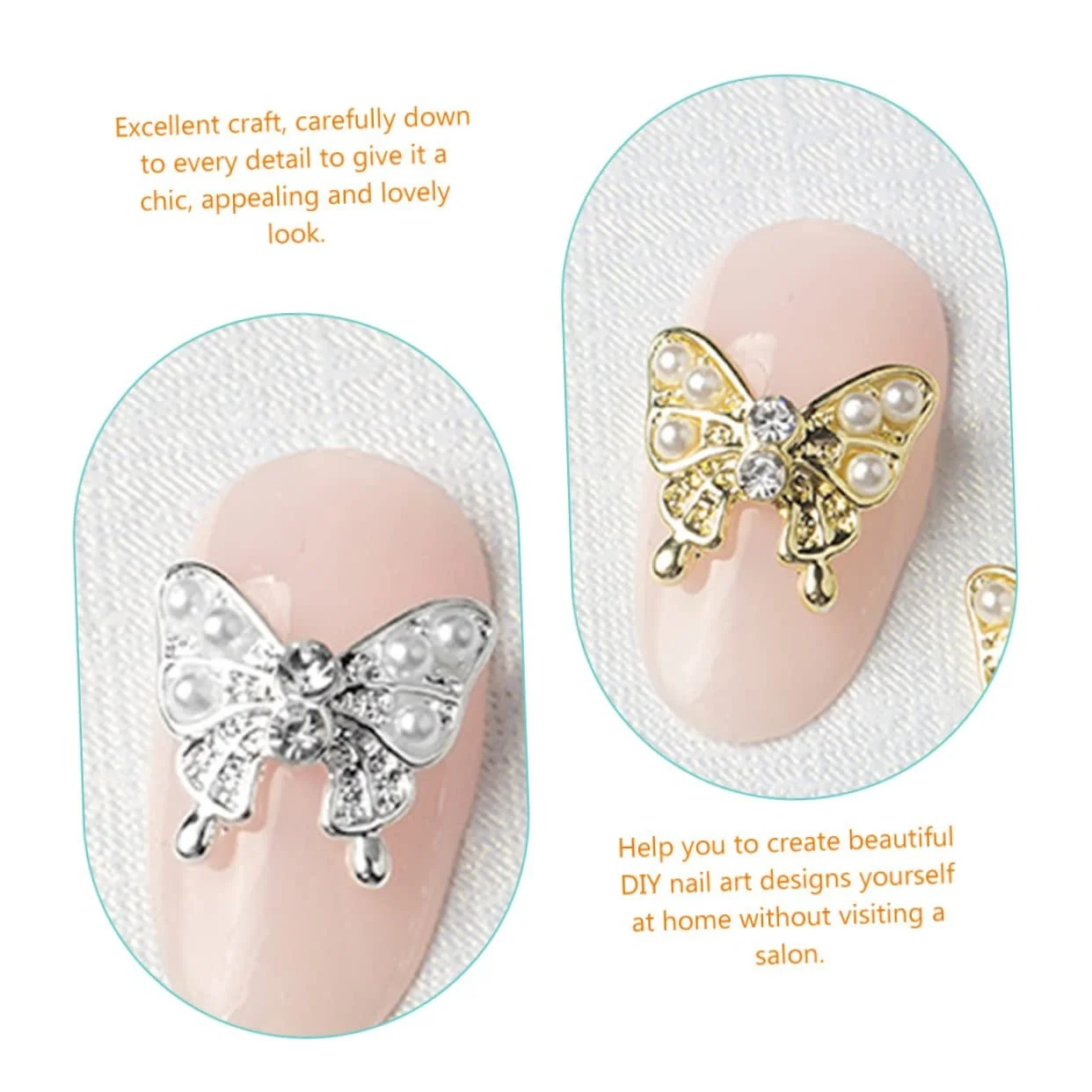 Украшение для ногтей FRCOLOR Набор 4 шт. Планета Бабочка 3D Самоцветы для маникюра 22 шт x 4, фото №9