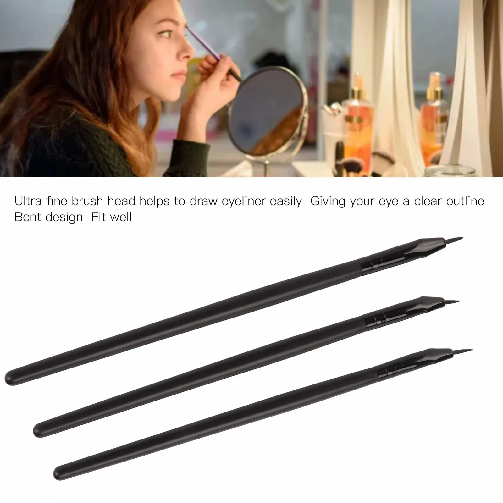 Набір пензлів для підводки очей 3 шт, Eye Define вигнутий ультратонкий кутовий, фото №2