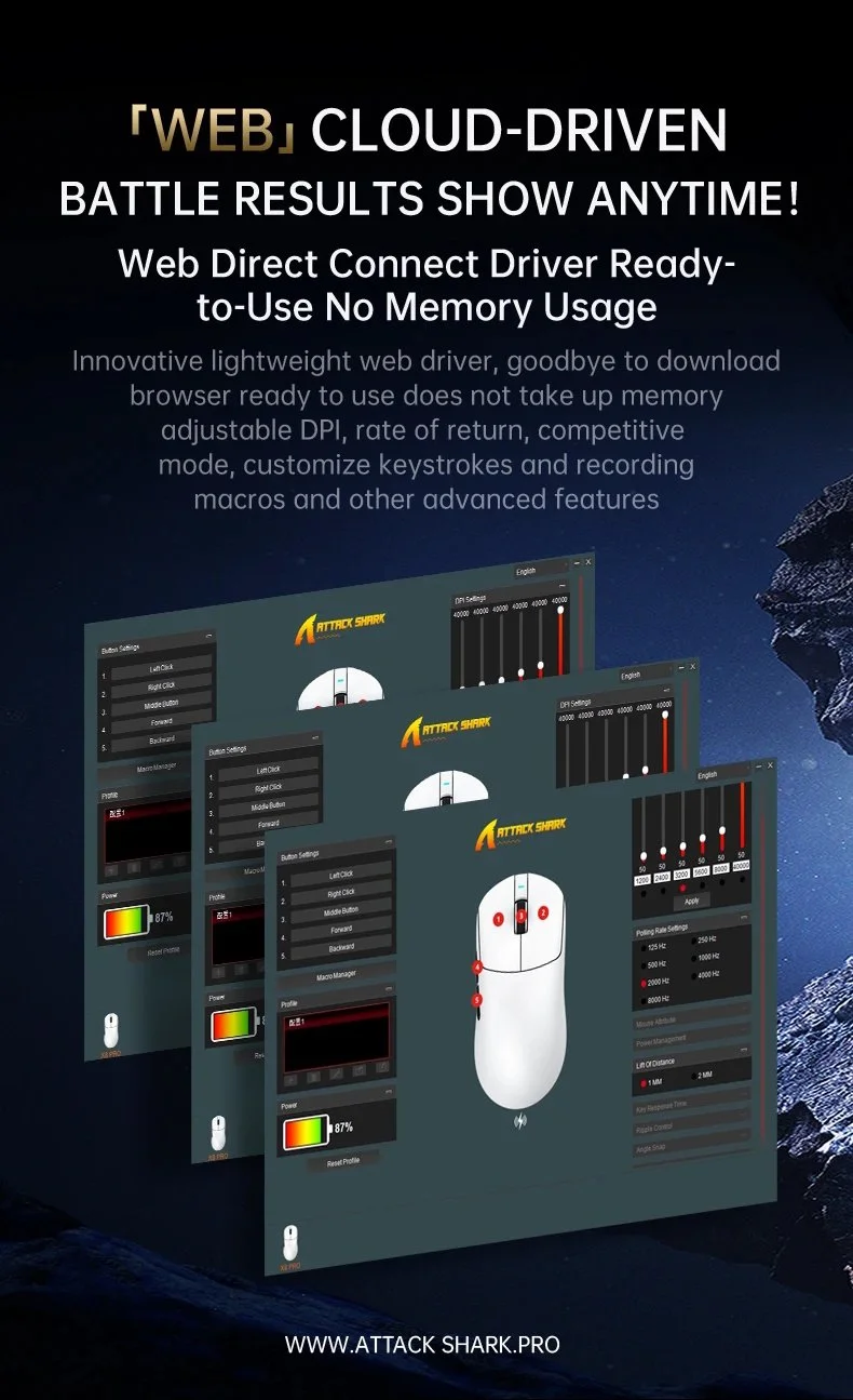 Миша Attack Shark X8 Pro PAW3395Pro 40000DPI 700IPS 60G 1000Hz Black, фото №13