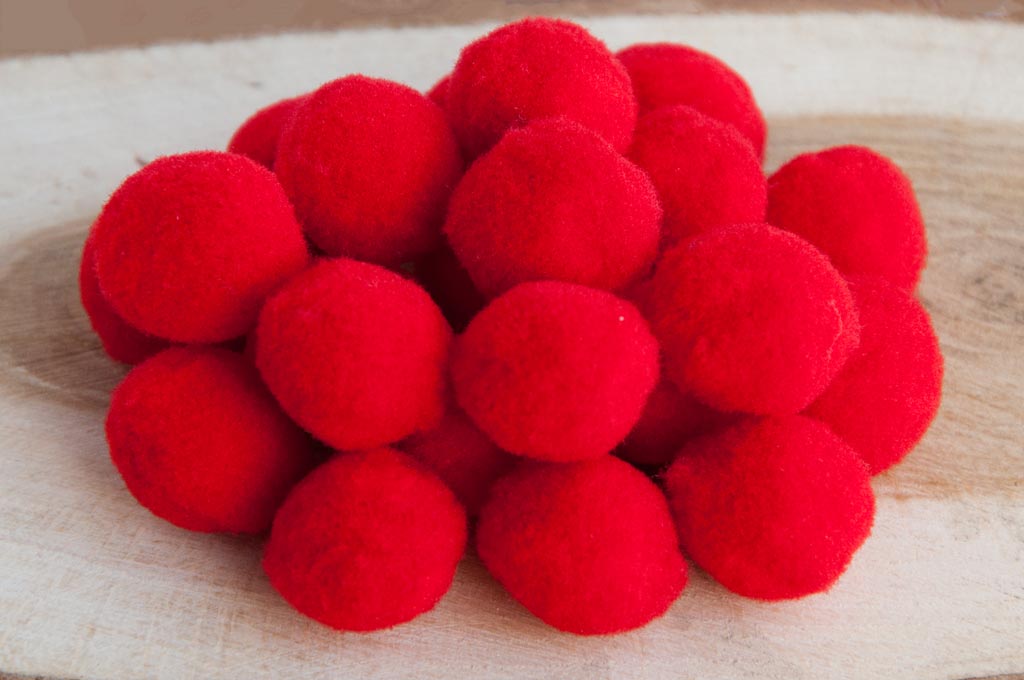 Помпоны для рукоделия Лентомания 20мм красные 10шт POM2RD, фото №1