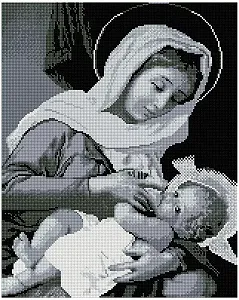 SP070 Набор алмазной мозаики 40х50 Кормилица монохром серый - Фото 1