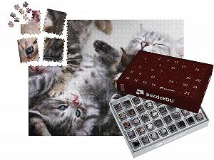 Пазл-адвент-календарь puzzleYOU Cat Puzzles "Кошка-мать и котята" 1000 деталей - Фото 1