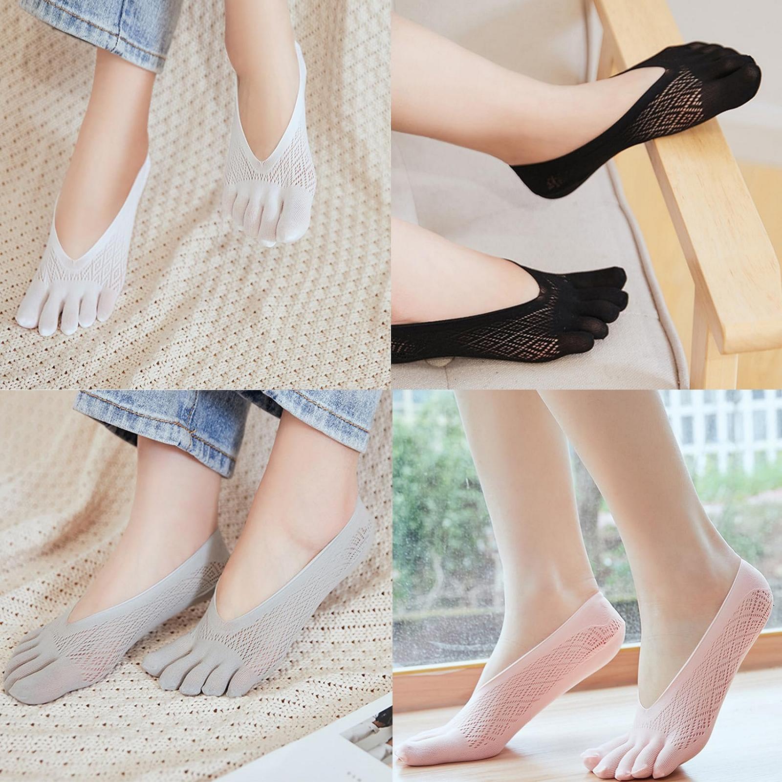 Носки с пальцами 5 пар, Женские носки для тренировок, Нескользящие дышащие носки, Предотвращают тесноту пальцев, Один размер, 5 цветов, фото №5