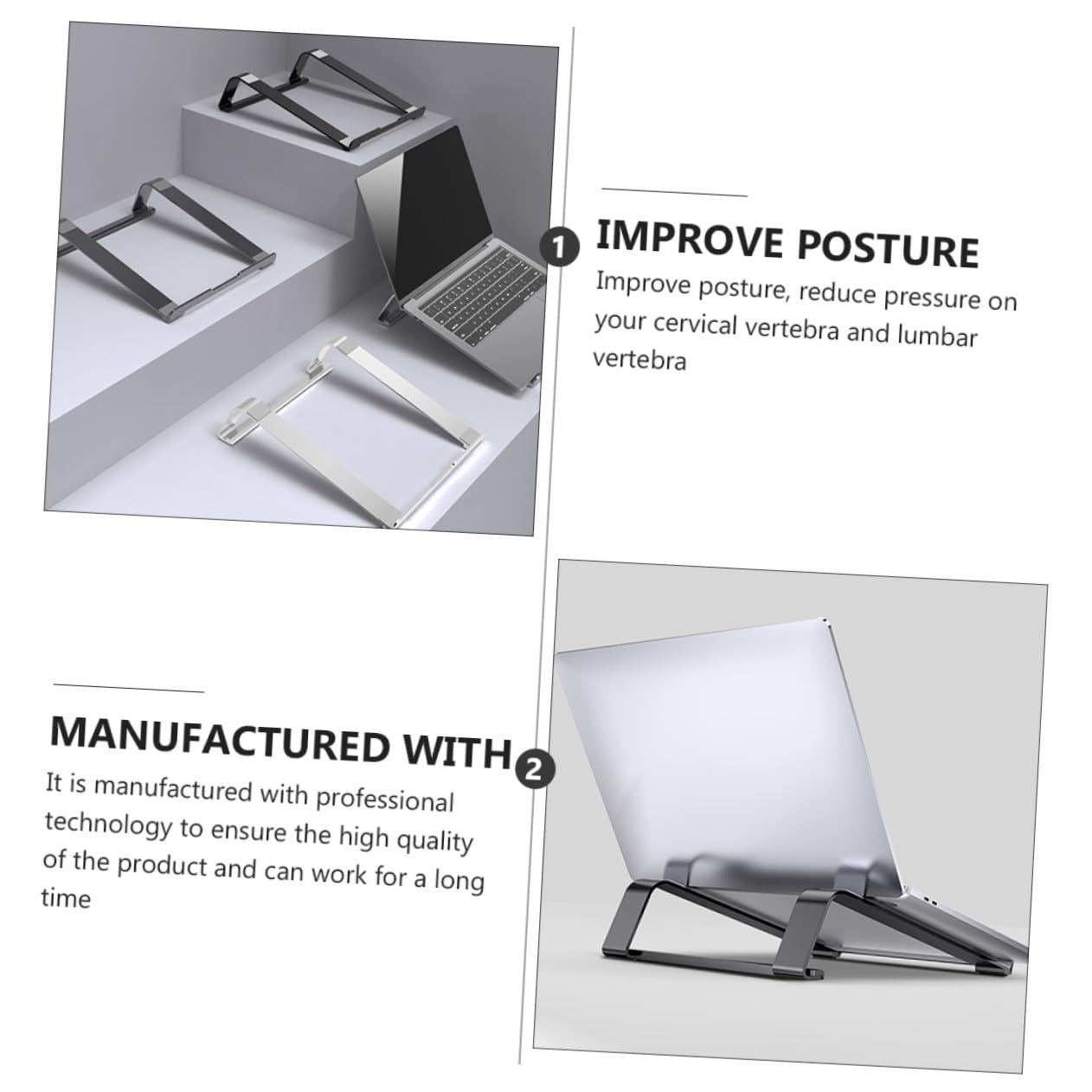 Підставка для ноутбука Алюмінієвий сплав Вентильована Ергономічна Стабільна Охолоджуюча Підтримка для покращеної постави, фото №6 Підставка для ноутбука Алюмінієвий сплав Вентильована Ергономічна Стабільна Охолоджуюча Підтримка для покращеної постави, фото №6