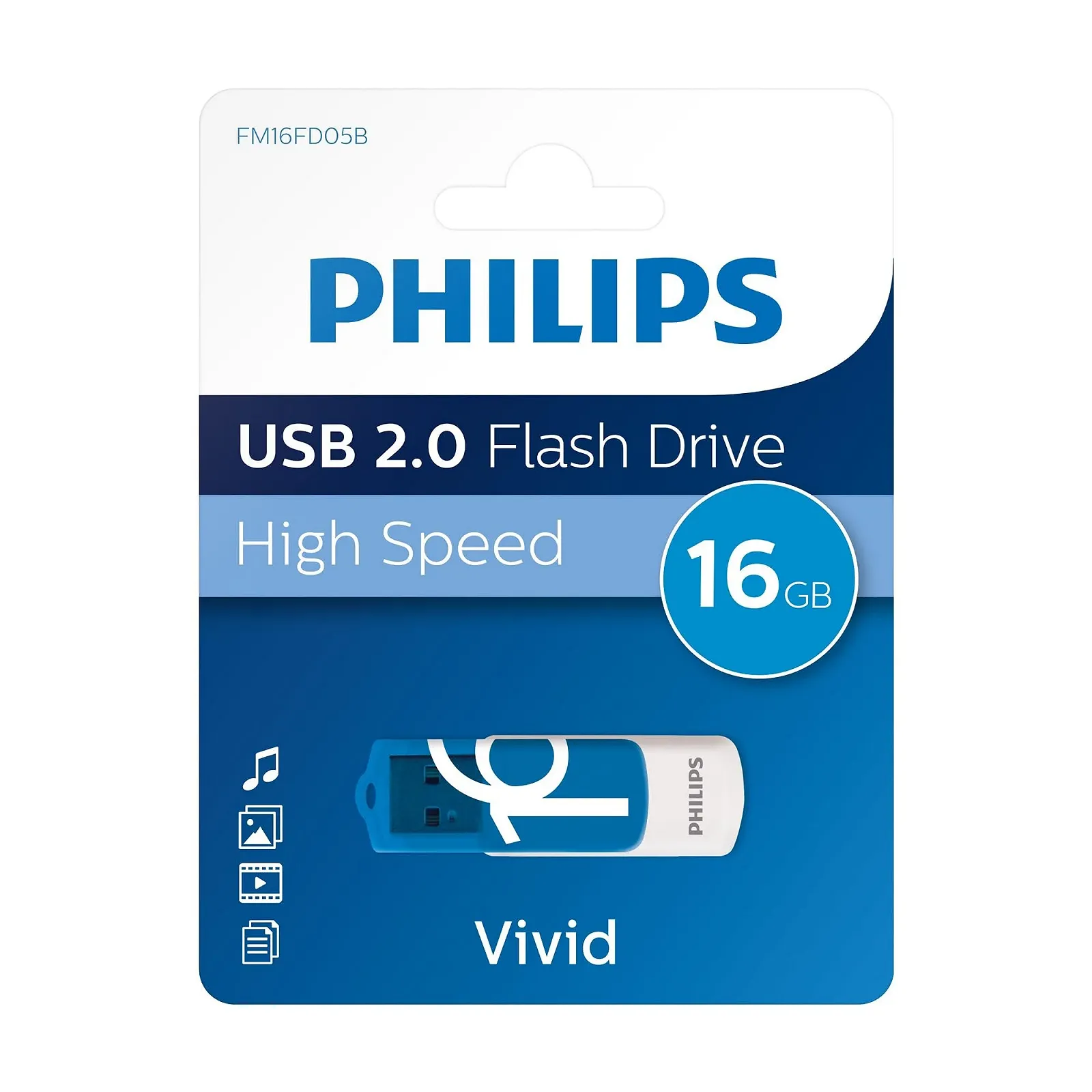 USB-накопичувач Philips Vivid Edition 16GB USB 2.0 Blue White, фото №2