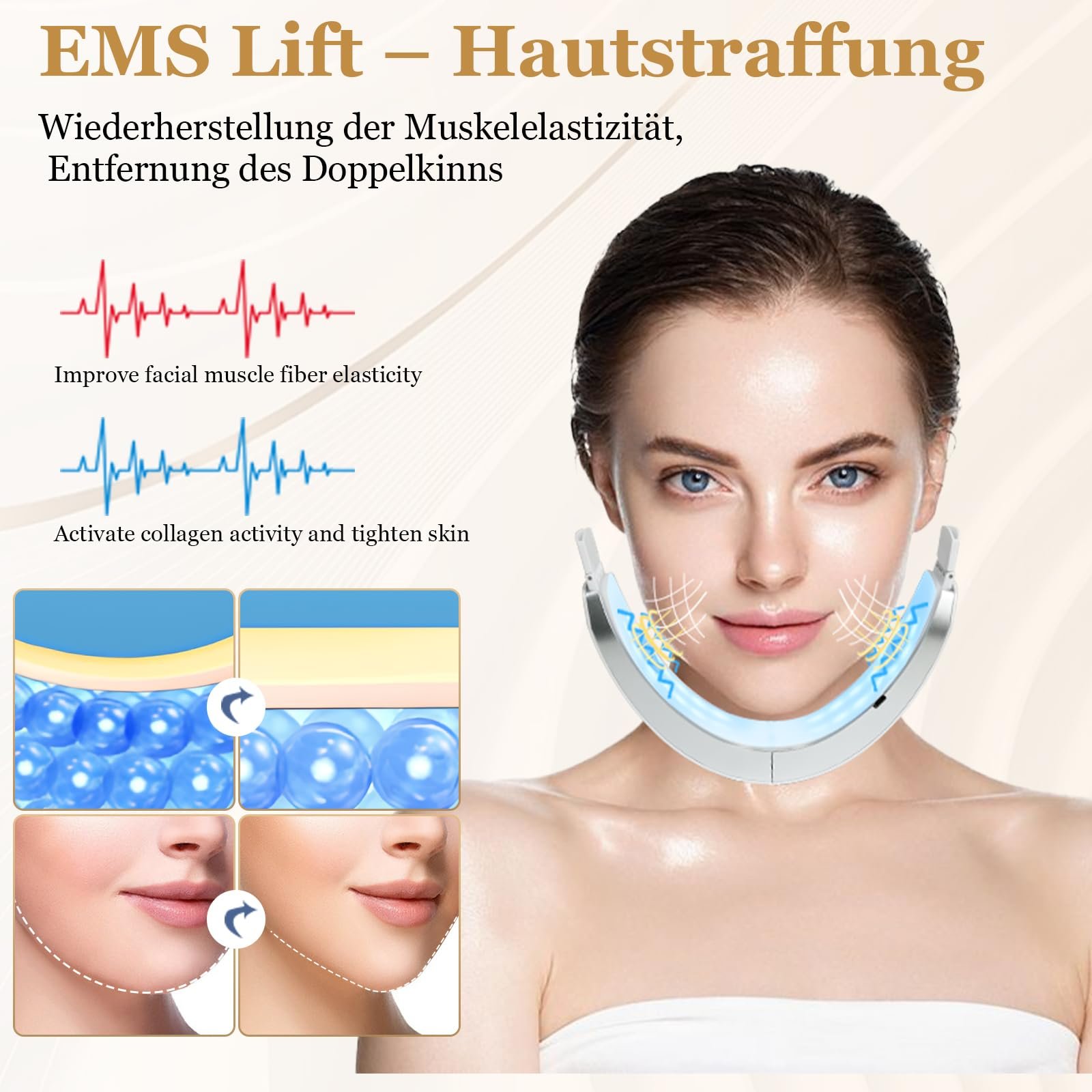 Електричний V-подібний масажер для формування обличчя EMS, пристрій для підтяжки обличчя, червоний і синій фототерапевтичний масажер для обличчя, 6 режимів, 6 рівнів інтенсивності, V-подібний тренажер для щелепи з дистанційним керуванням, фото №3