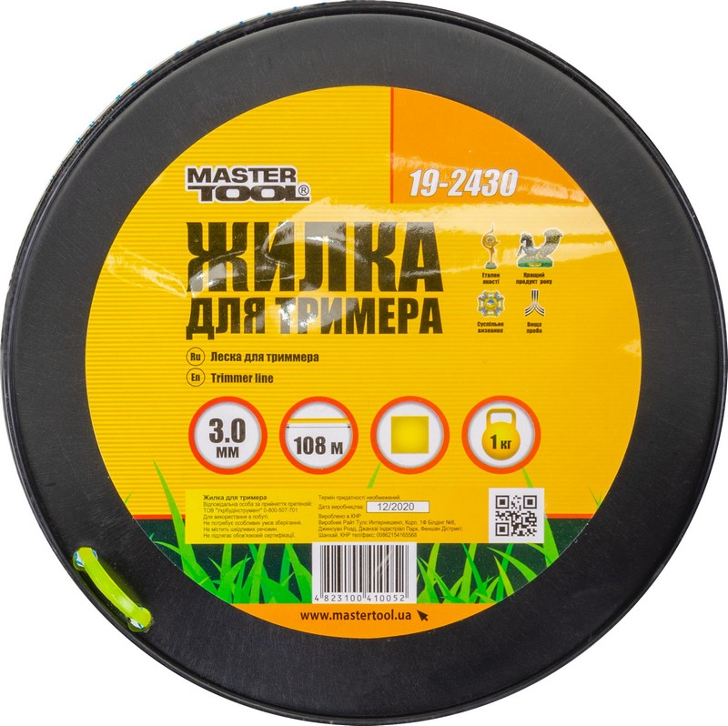 Жилка для тримера MASTERTOOL КВАДРАТ 3,00 мм 108 м котушка 19-2430, фото №2