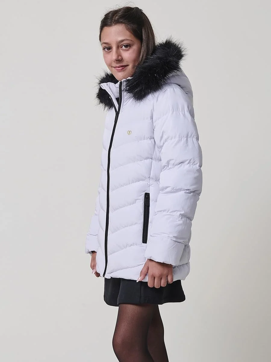 Куртка Koroshi стьобана для дівчат Перлинно-сіра, з коміром-стійкою, фото №4