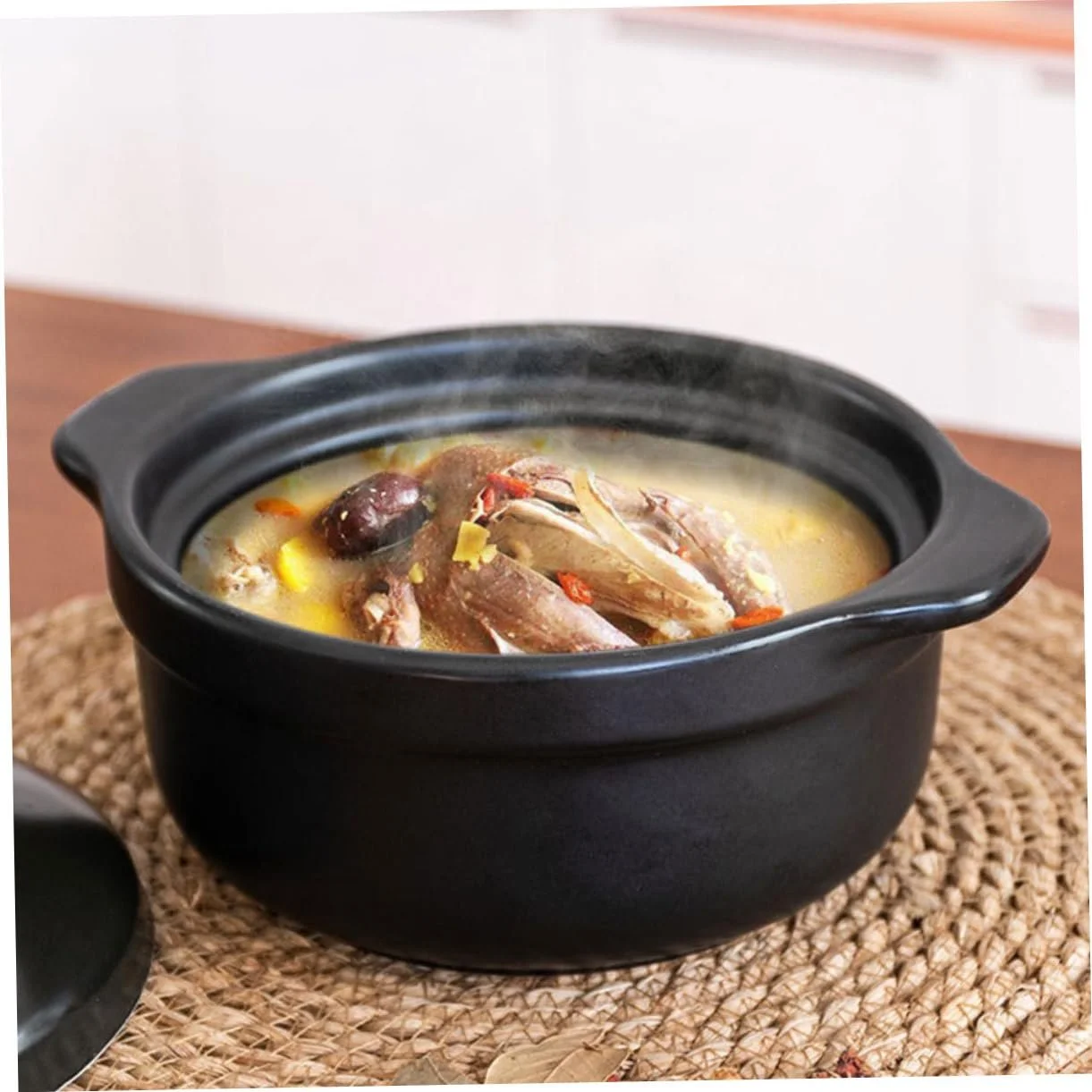 Кастрюля VICASKY Керамическая с крышкой Термостойкая с двойными ручками, фото №5