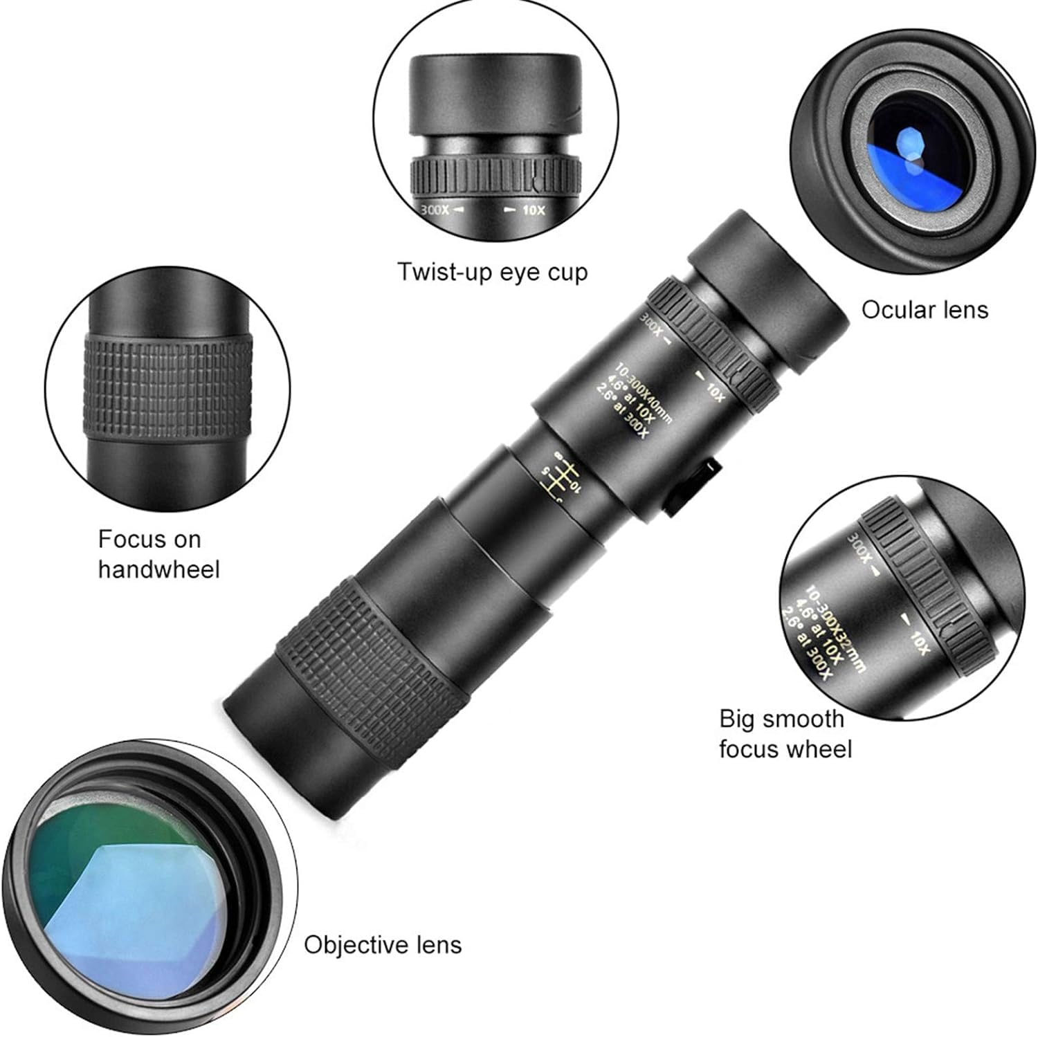 Монокуляр 10–300 x 40 мм HD водонепроникний, фото №3