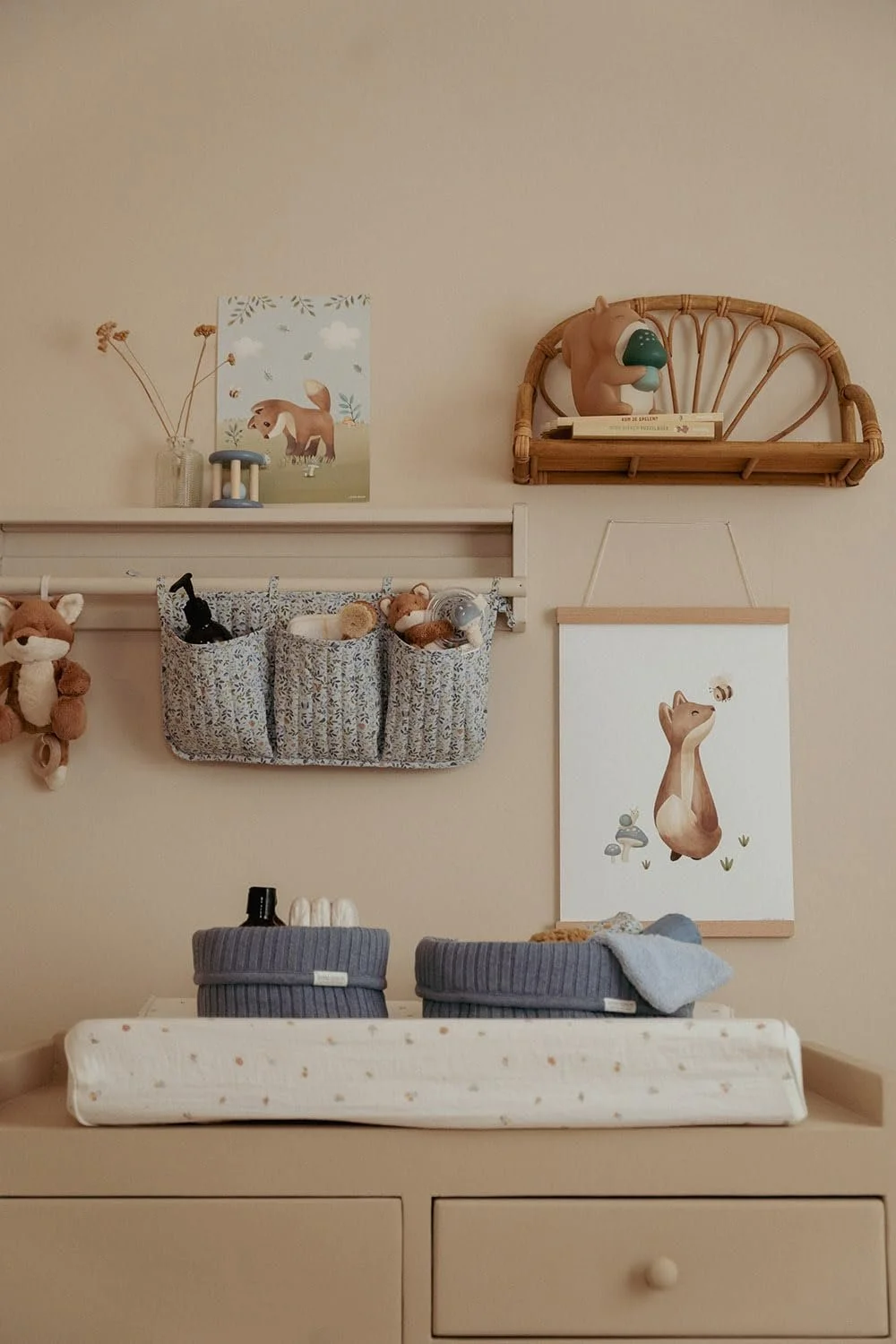 Органайзер для пеленального столика Little Dutch Pure Denim Blue вышитая маленькая, фото №4